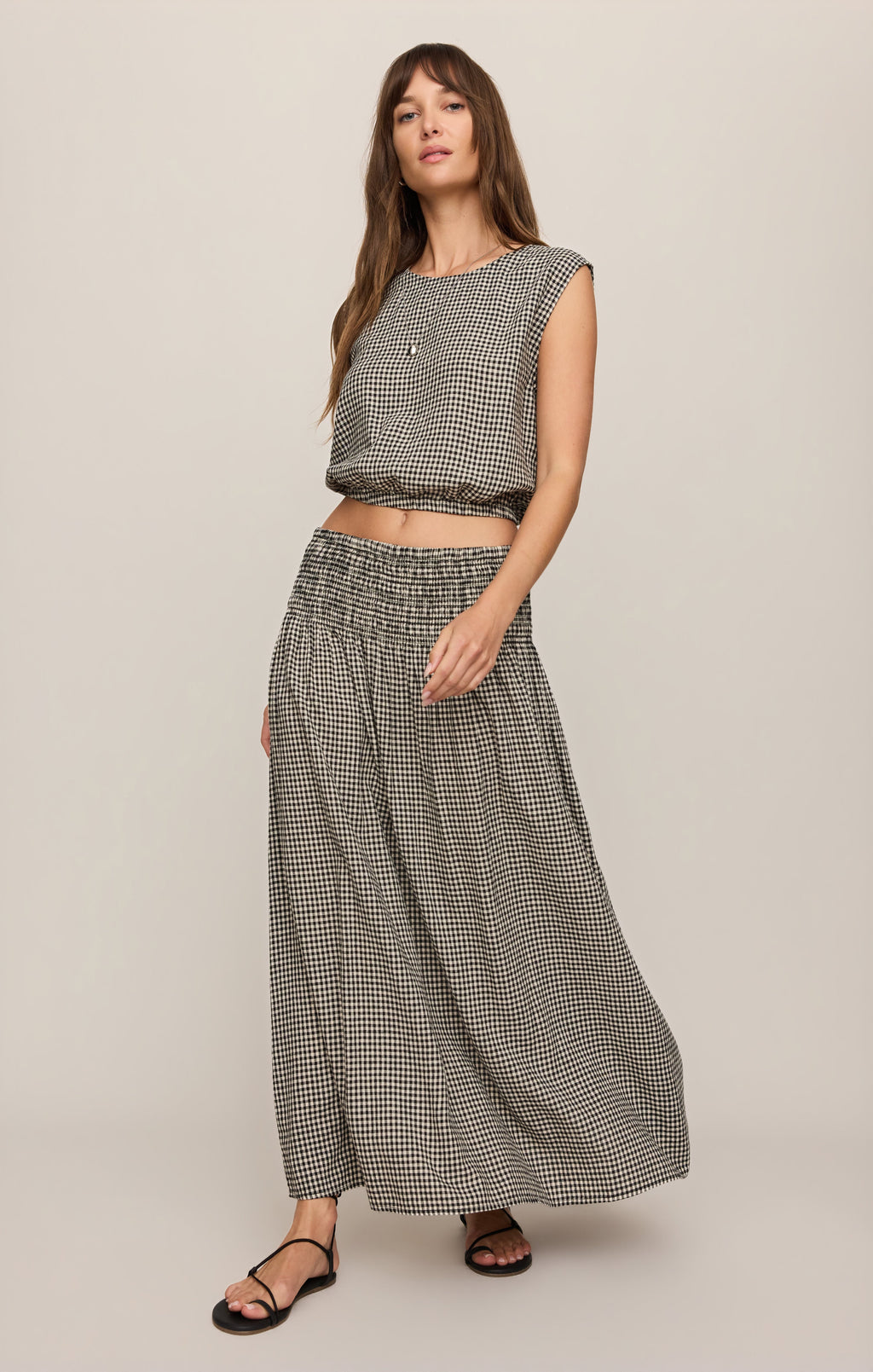 Brooke Gingham Linen Maxi Skirt