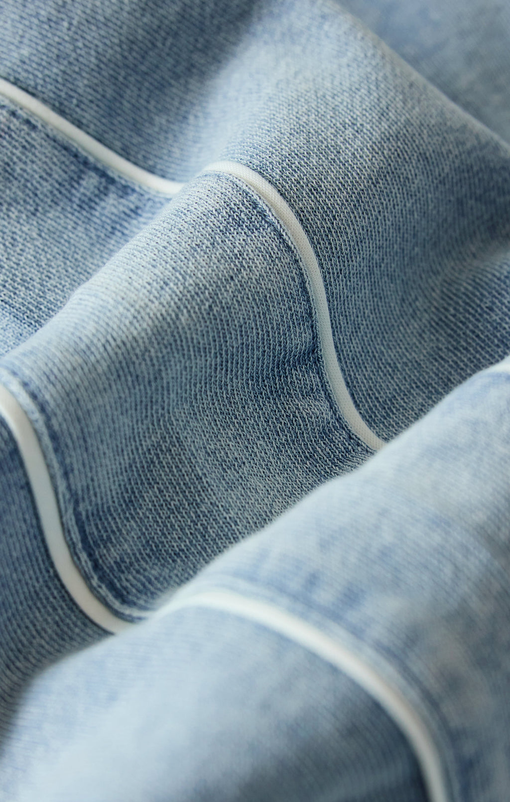 Sport Stripe Boyfriend Knit Denim Sweatshirt