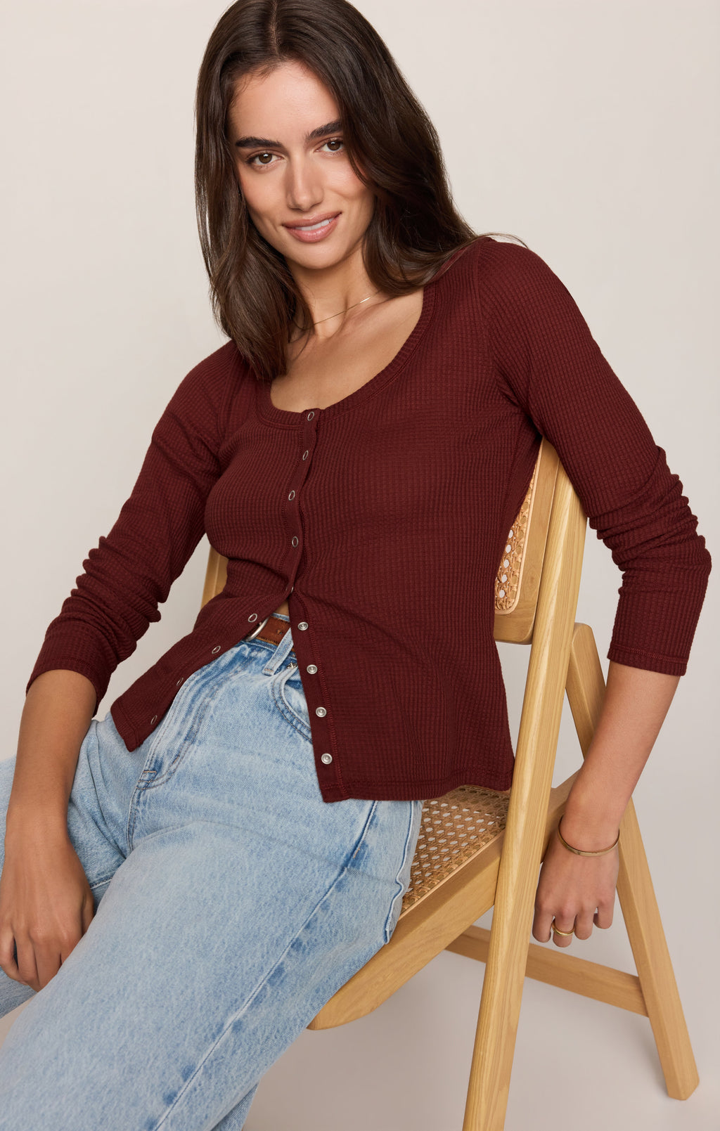 Albany Waffle Snap Front Top