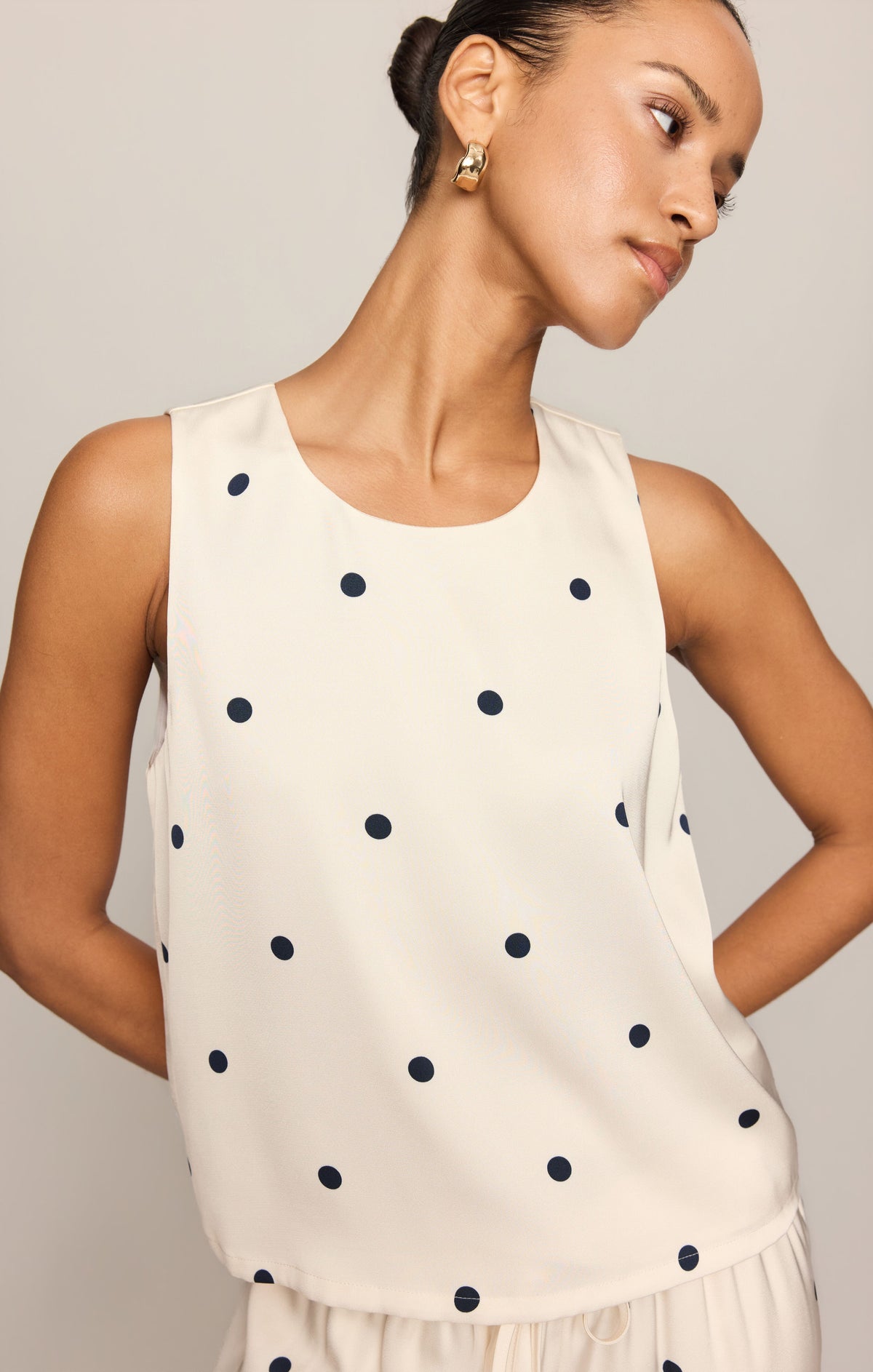 Alice Satin Dot Sleeveless Top